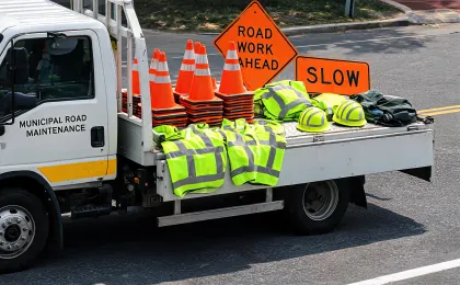 Traffic safety cones and reflective gear
